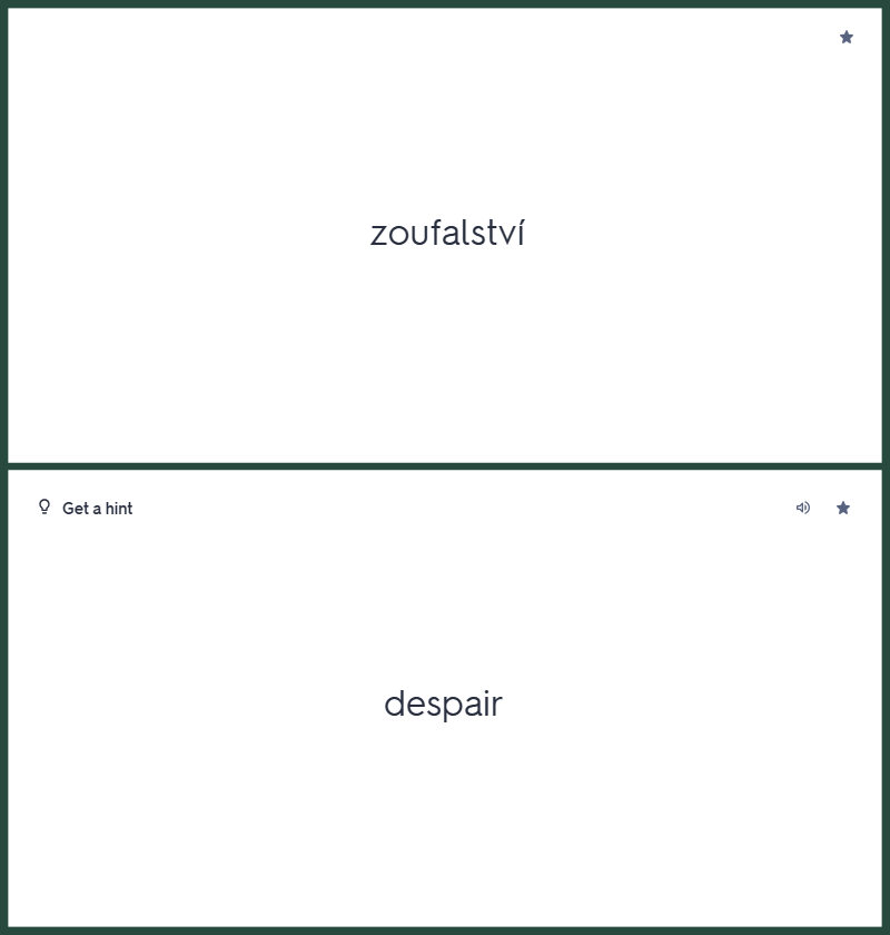 Ukázka karty v aplikaci Quizlet.