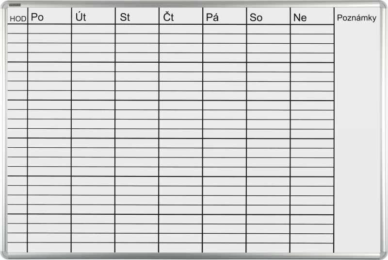 Tabule pro týdenní plánování.